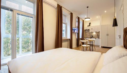 Studio with balcony and with a view to the quite yard