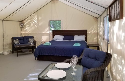 Eagle Bay Cabin | Perch, a canvas cottage with lake views and lake access. Glamping at its finest.
