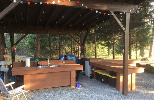 Shingletown Cabin | 50 Acre Mountain Meadow Campground with Cabin, Bathhouse & Outdoor Kitchen
