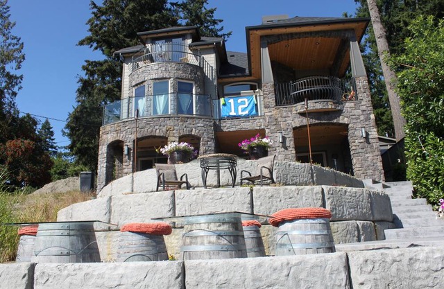 Lake Front Castle Style Custom Home Partial Lake View Balcony Suite