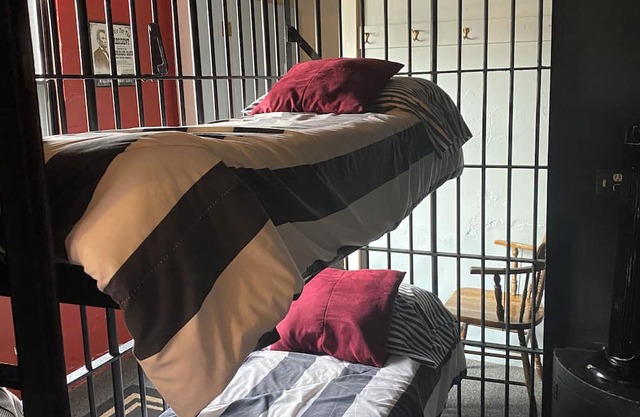 Wykoff Historical Jail Haus with original jail cell bunks. It’s an adventure!