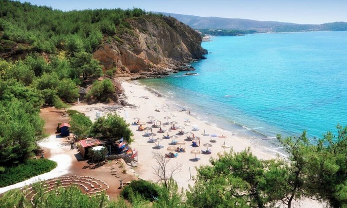 Thasos Town Apartment | Lovely 1BR Suite with Mountain View